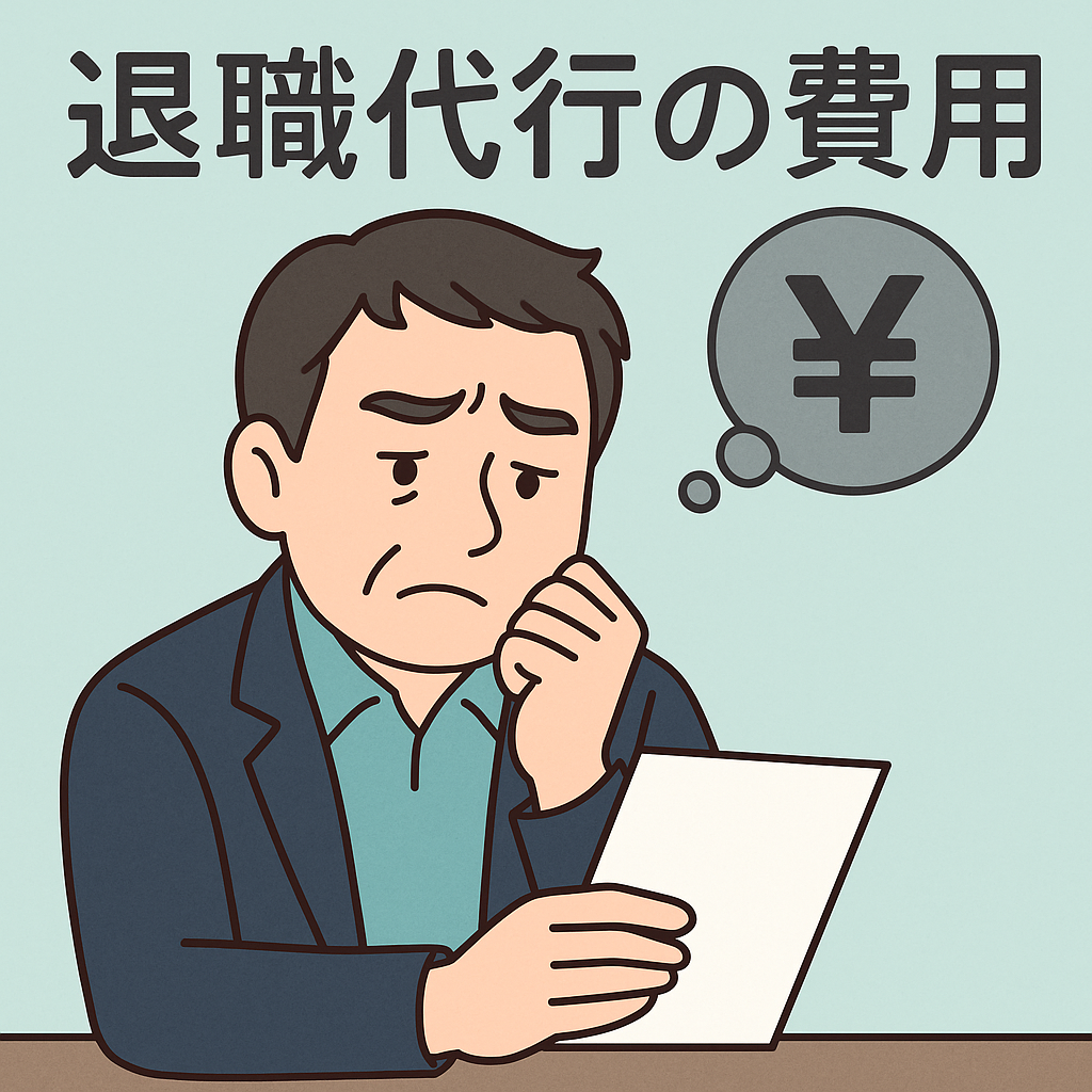 退職代行にかかる費用について考え込む中年男性