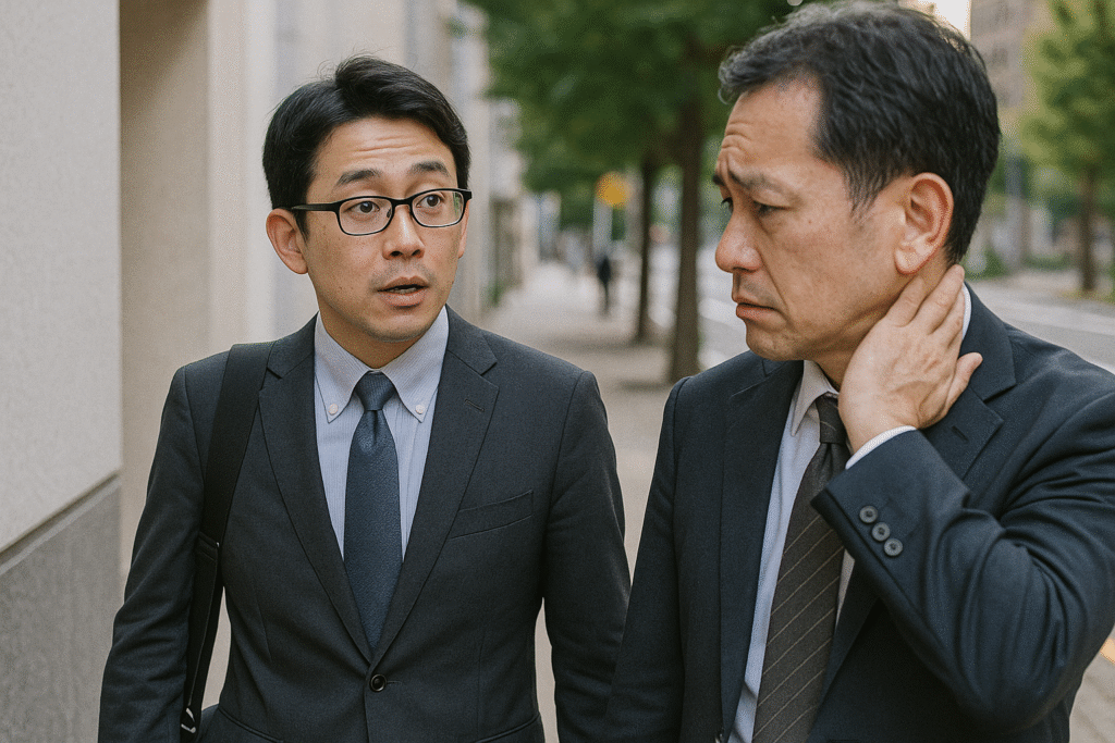 元同僚とばったり再会して気まずい様子
