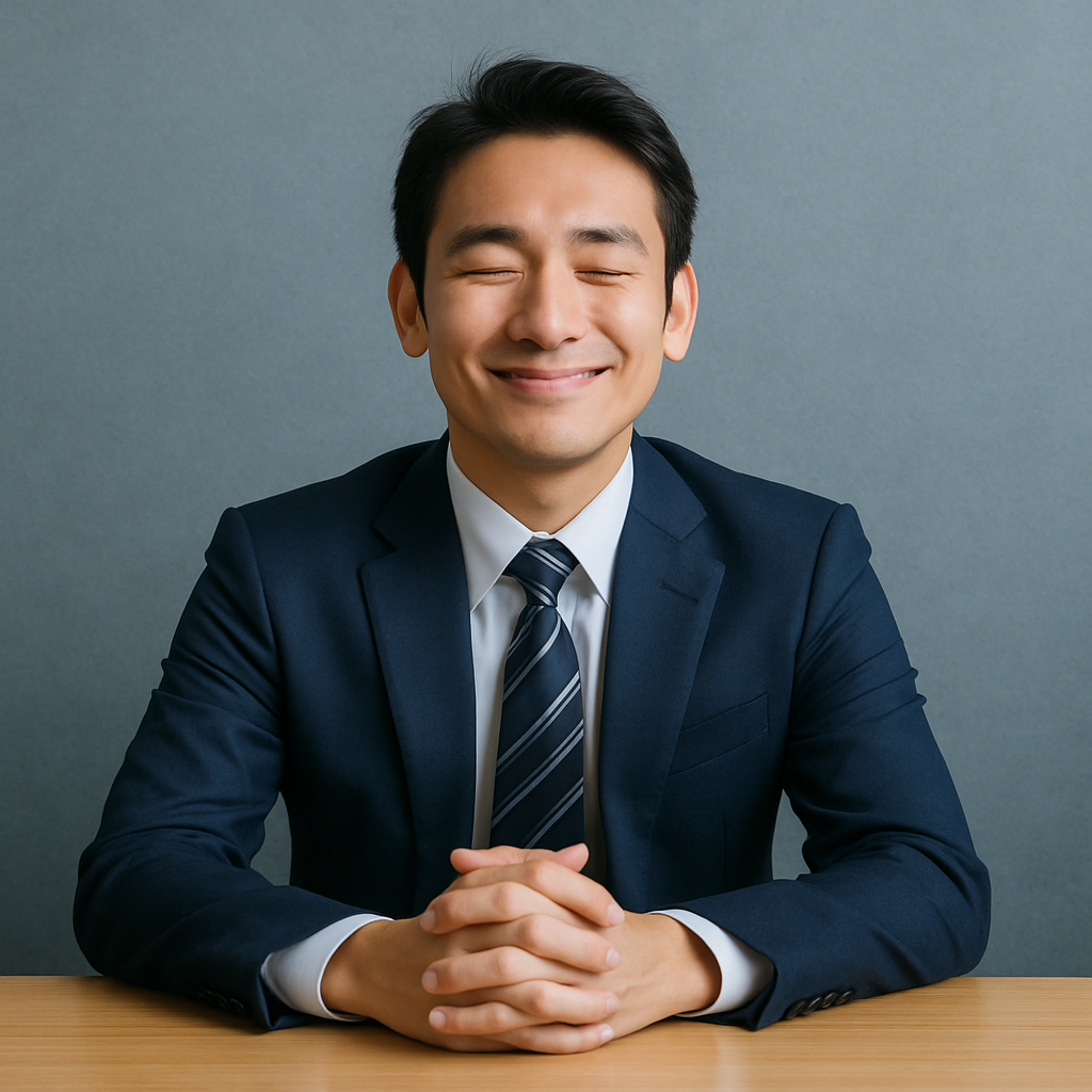 上手くいって安心する男性のイメージ